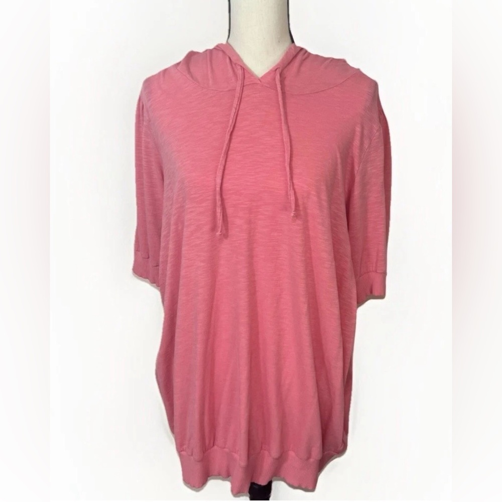 Torrid Pink lightweight short-sleeve T-Shirt hoodies hooded tops Casual Blouse